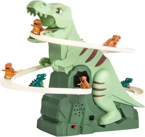 Climbing Stairs Toy, Electric Dinosaur Roller Coaster Game for Children's Gifts (Green-with 5 Mini Dino) Dinosaur Climbing Slide Music mosaic oblige puppet Toy, Electric Dinosaur 