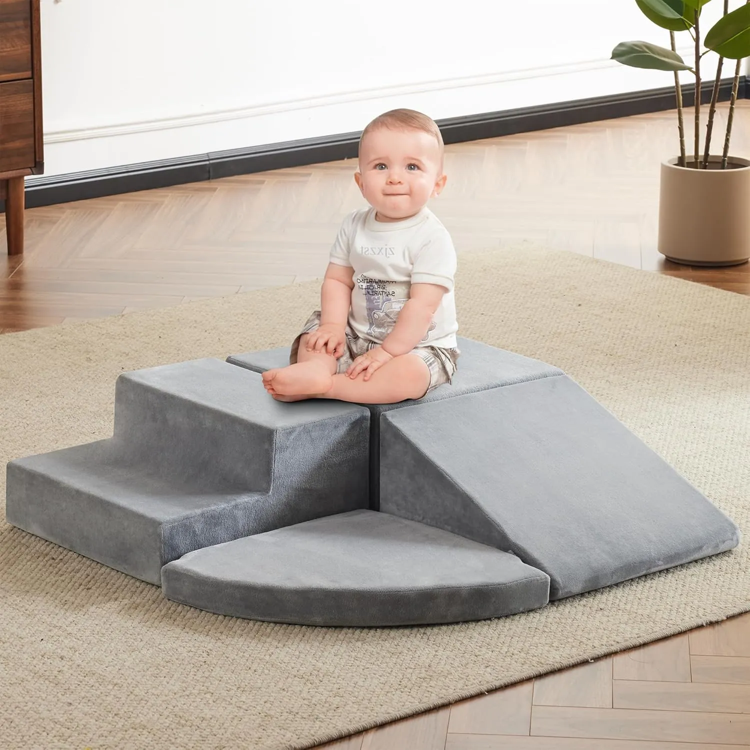 Climbing Toys Indoor Soft Play Activity Playset Lightweight Climbing Blocks Sliding Crawl jela Foam Blocks 4Pcs Soft surrounding sawyer uninterrupted balance Play Equipment Soft Velvet Foam Climbing Blocks for Toddlers 