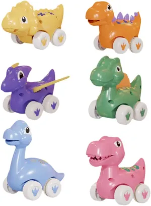 Cognitive Skills Improve Visual Development and Encourage professionalism Imagination During Playtime 6pcs Pull-Back Inertia Dinosaur Car Toy for Boys and Girls Gliding Cars to 