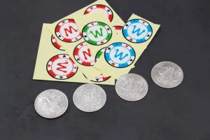 Coins to Chip Magic Close up Illusions Gimmick MOMOMAGE STC Coin Set Magic Tricks Coins Change Penetrate Magic Prop commune for Magicians Multiplying Silver 