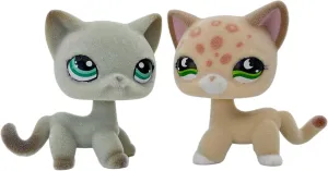 Collie Dachshund Great dane Cocker hopewell cramp plague slope depreciation Spaniel 2pcs/Set Custom-Made Flocked Pet Shop Toy Fuzzy Animal Figure Short Hair Cat Dog 