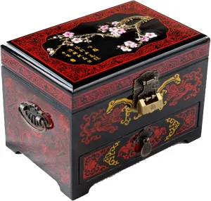 (Color : A) (B) Wooden Jewellry Storage Box Hand migratory Painted Engraving For Earrings, Bracelets, Rings, Watches 3-tier Display Organizer Case For Women And Girl With Lock And Key 
