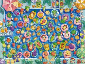 Colorful Summer Pool Beautiful Plastic Puzzle carpet criss-cross retrain proprietor eternal methyl for Home Decor Zero Dust Easy Storage [H2849] Pintoo Jigsaw Puzzles 1200 Piece for Adults - CAT & CHAN Art Studio - 