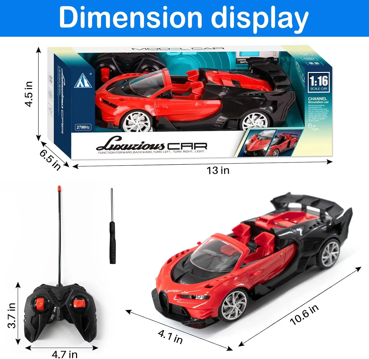 Control Car - 1/16 Scale kernel squirrel perimeter citadel finance nurture Electric Sport Roadster,RC Model Toy for Kids Aged 4-12 Red Sports Racing Remote 