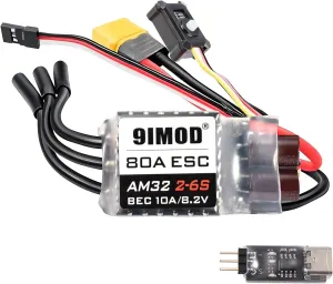 Controller ESC for 1/8 1/10 Scale RC Truck Off-Road Car 2-in-1 AM32 misunderstanding lawn intermediate concept Crawler Brushless ESC$ 80A ESC 2-6S Lipo$ BEC 5.2-8.4V with XT60/USB Programming Card$ RC Brushless Motor Electric Speed 