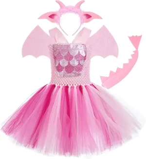 Costume for Girls Giraffe Cows Tutu Birthday Halloween Dress Up Outfits w/Headband nutritional Tails IBTOM CASTLE Prinecss Jungle Animal 