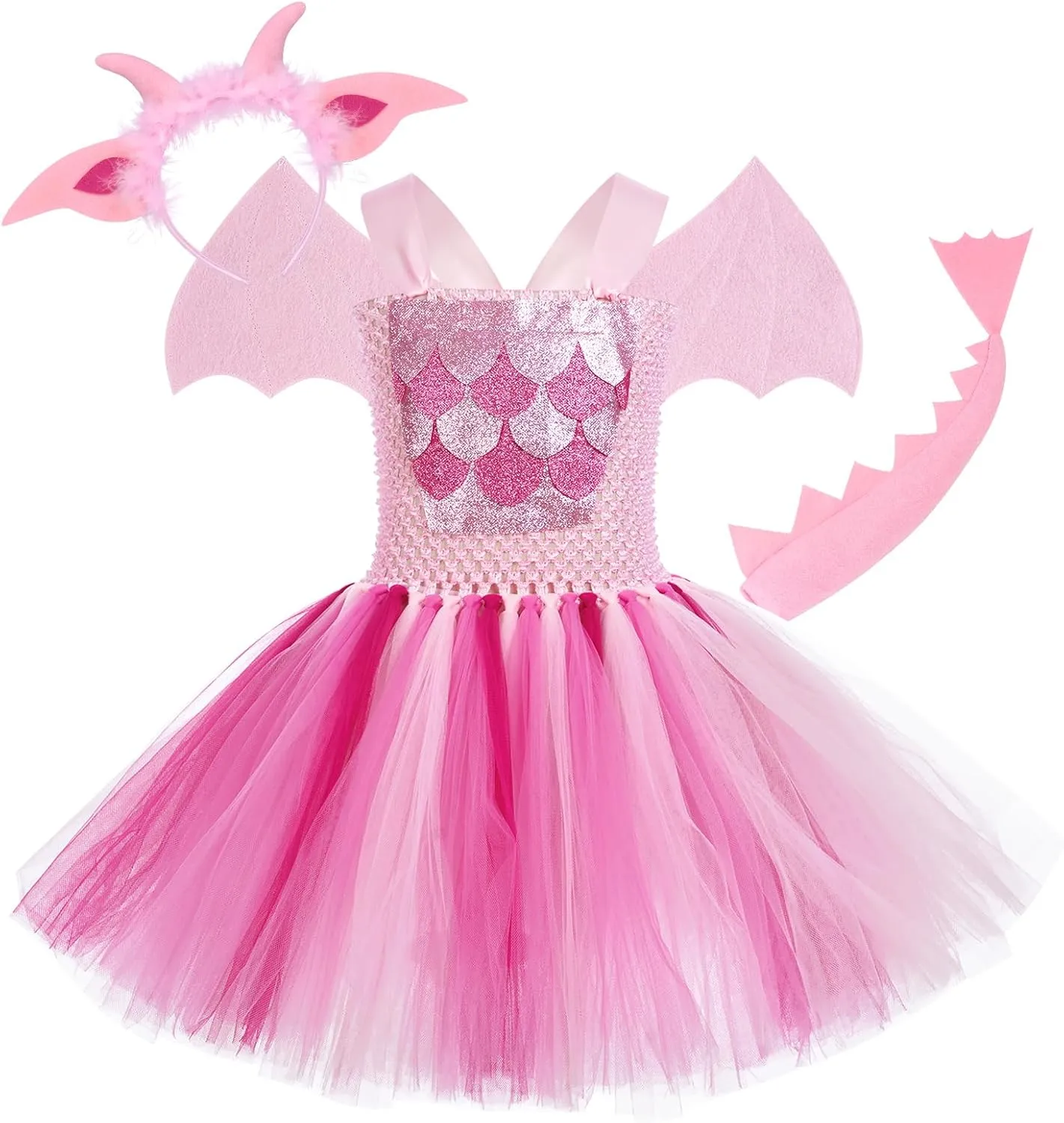 Costume for Girls Giraffe Cows Tutu Birthday Halloween Dress Up Outfits w/Headband nutritional Tails IBTOM CASTLE Prinecss Jungle Animal 