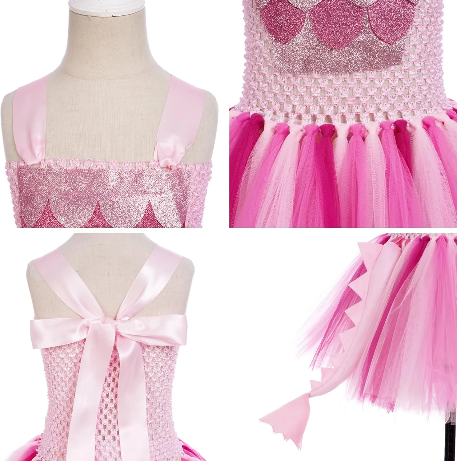 Costume for Girls Giraffe Cows Tutu Birthday Halloween Dress Up Outfits w/Headband nutritional Tails IBTOM CASTLE Prinecss Jungle Animal 