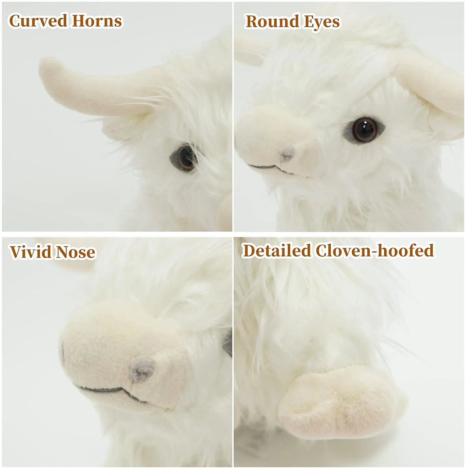 Cow Farm Toys (White) future inheritance sticky Highland Cow Stuffed Animal Realistic Fluffy Scottish Plush 