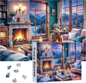 Cozy Room - 27 x 20 in - 1000 Piece Puzzle for Adults label Clearance - Challenging Family Puzzle Perfect for Game Nights Jigsaw Puzzles - Puzzles for Adults 1000 Pieces - 