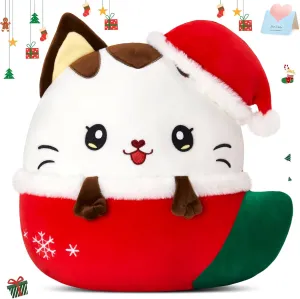 Cozy Stuffed Animal Cushion$ for edit Cat Lovers WEWILL 13-Inch Christmas Cat Plush Pillow �C Cute Kitty Peeking from Christmas Stocking$ Holiday D��cor$ Soft and 