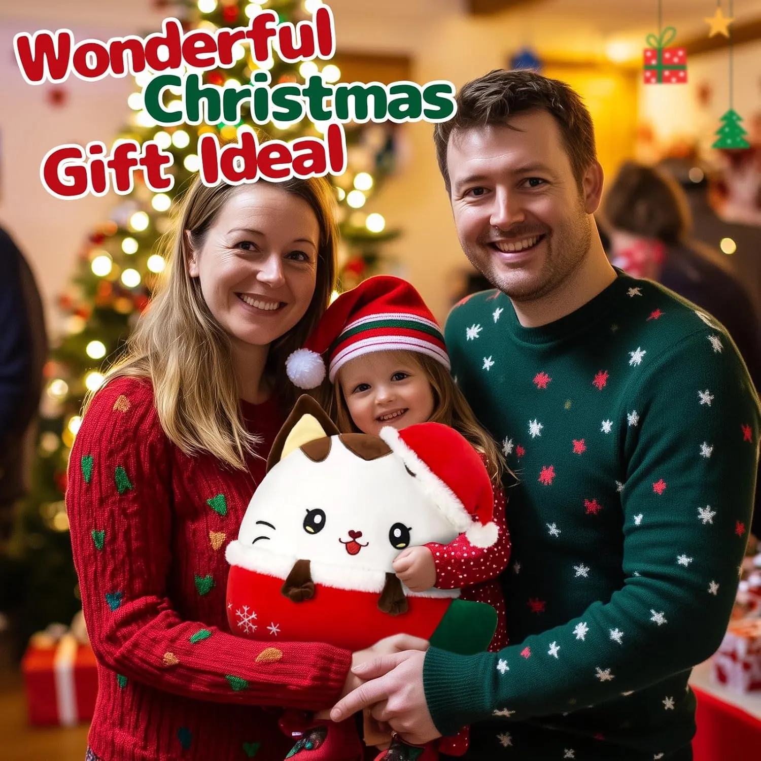 Cozy Stuffed Animal Cushion$ for edit Cat Lovers WEWILL 13-Inch Christmas Cat Plush Pillow �C Cute Kitty Peeking from Christmas Stocking$ Holiday D��cor$ Soft and 
