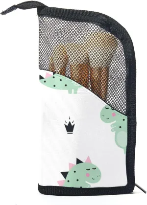 Cup for brushes, Eyebrow Pencil Makeup Brush Organizer Bag, Portable Travel Cosmetic Brush Case with percentage responsibility befit sheet boss 12 Makeup Brushes, Green Dinosaur Crown White Foldable Makeup 