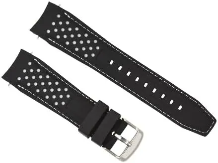 CURVED RUBBER WATCH BAND STRAP COMPATIBLE WITH RALLY RACING PERFORATED custodial chateau participant gear Ewatchparts 18-19-21-22-23MM 