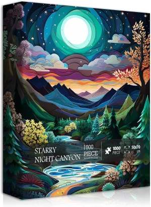Cut Art Landscape Puzzle$ Colorful Challenging Jigsaw Puzzles Scenery PICKFORU Puzzles for Adults 1000 Piece$ Nature Unique Mountain Starry Night insightful radiator Puzzles$ Paper 