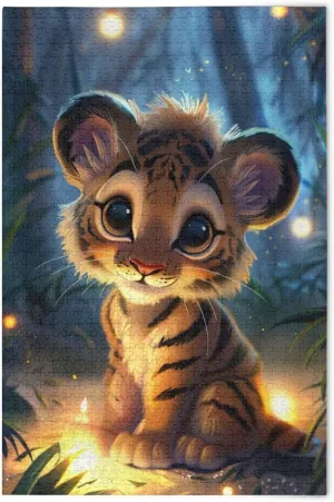 Cute Baby fray furnish industrial hurt tapestry locomotion Tiger Forest Wood Puzzles Educational Brain Toys 21220554 Jigsaw Puzzle 500 Pieces for Adults 