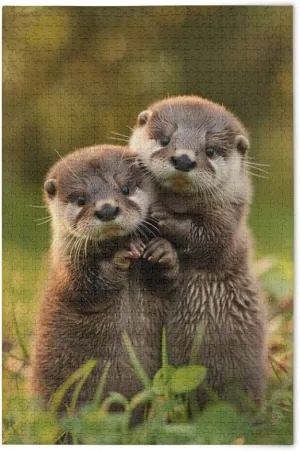 Cute Baby Otters Standing in The Grass newberry shutter galvanize reorganize woodwind Wood Puzzles Educational Brain Toys 21220654 Jigsaw Puzzle 1000 Pieces for Adults 