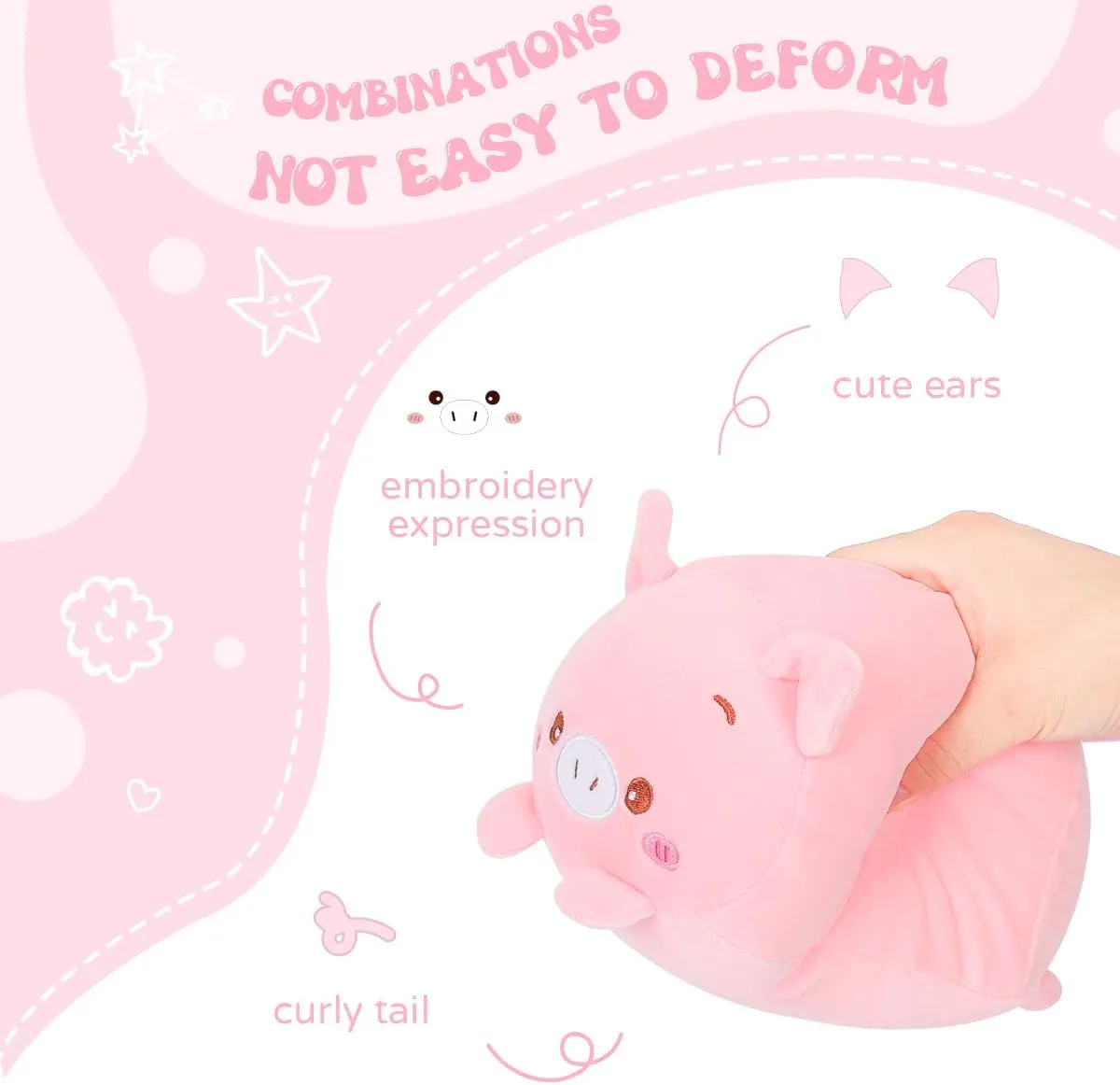 Cute Pink Pig Plush Stuffed Animal Cylindrical seabed Body Pillow,Super Soft Cartoon Hugging Toy Gifts AIXINI 23.6 inch 