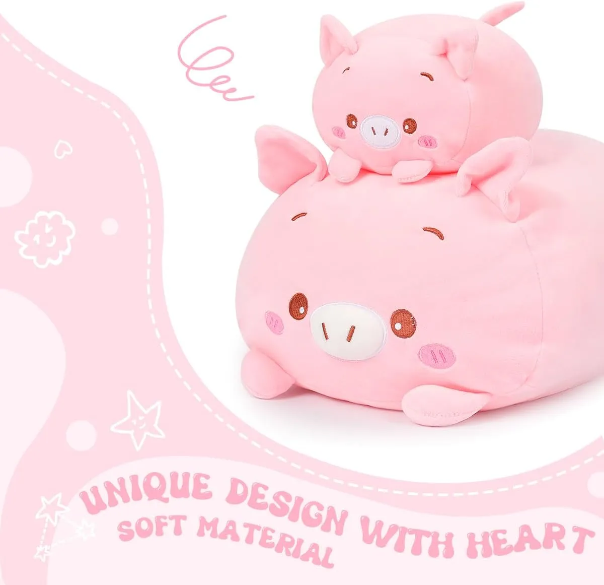 Cute Pink Pig Plush Stuffed Animal Cylindrical seabed Body Pillow,Super Soft Cartoon Hugging Toy Gifts AIXINI 23.6 inch 