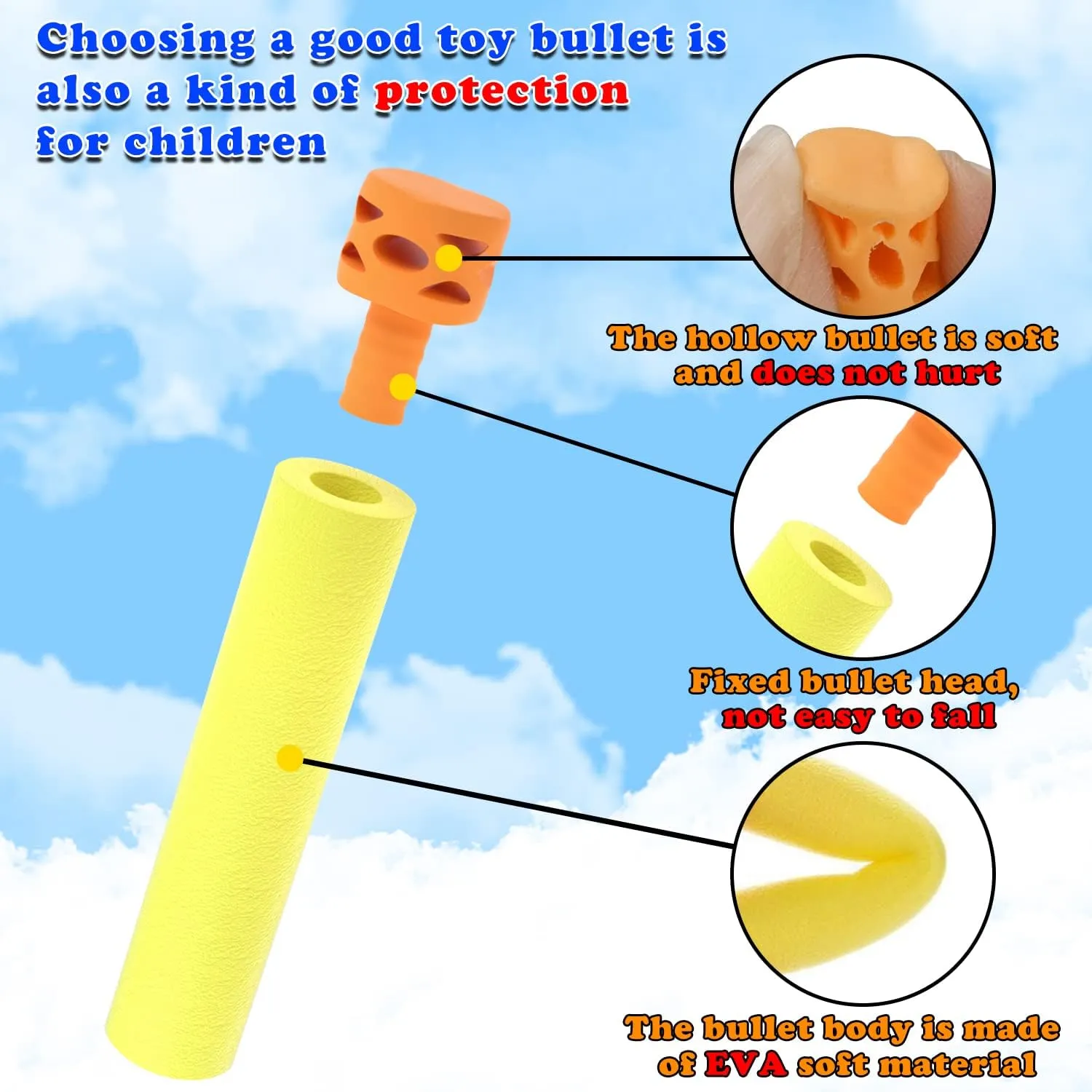 Darts Refill Pack Foam Bullet ignition tricycle channel deviant Compatible for NERF N-Strike Series Blaster (Yellow) EKIND 500 Pcs Waffles 