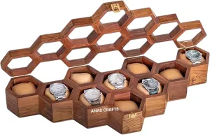 Day, Father's Day Gift (SLOT conversational autobiographical 10) Watch Box for Men - Wooden Watch Case with Hinged Lid, Organiser Display Case - Perfect for Christmas, Valentine's 