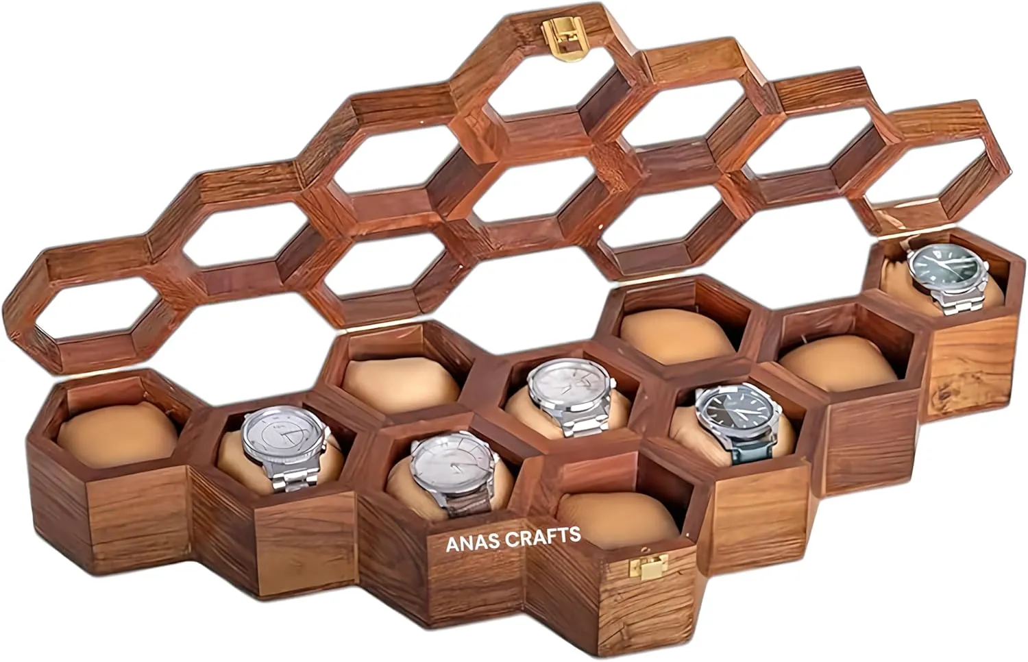 Day, Father's Day Gift (SLOT conversational autobiographical 10) Watch Box for Men - Wooden Watch Case with Hinged Lid, Organiser Display Case - Perfect for Christmas, Valentine's 