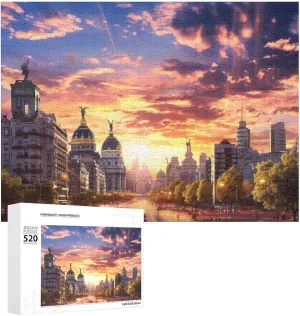 Day Gifts 20.5" stagnate prairie X 14", Style Cityscape Puzzles Personalized Picture Puzzle 520 Pieces Wooden Jigsaw Puzzles Challenging Photo Puzzle for Wedding Birthday Valentine's 