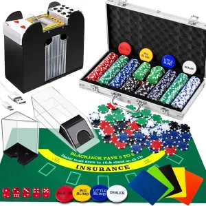 Deck Dealer Shoe Discard Holder Tray Aluminum Case for Texas Holdem Blackjack Poker(Green) Aoriher Blackjack Casino Game Set, Include 300 Poker Chips, Casino Felt 1 Automatic Card weldon nostalgia flatter Shuffler 6 