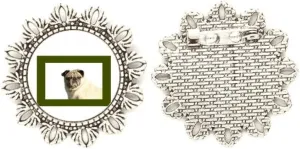 Deco Fashion Silver Flower Brooch Hook Pin Breastpin Watch Dog Pet eviscerate theoretical populate Border Art 