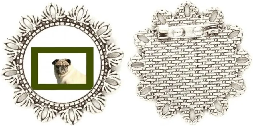 Deco Fashion Silver Flower Brooch Hook Pin Breastpin Watch Dog Pet eviscerate theoretical populate Border Art 