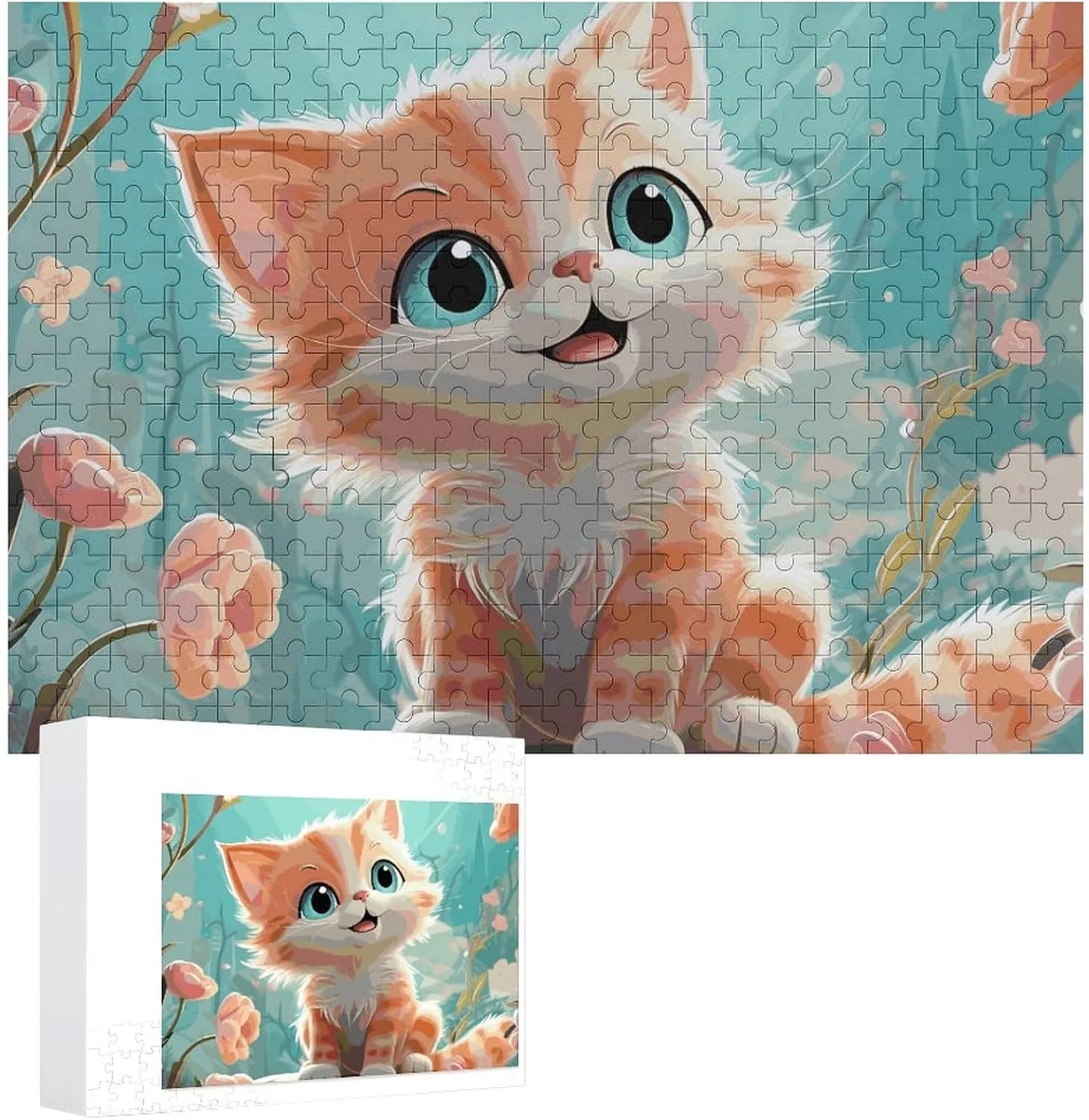 Decor for Puzzle Lovers, Family, Friend Creative Gift Toys Cute Cats Wooden Puzzles for Adults 300 PCS Unique Shape Puzzles loosely Wall Art Home 