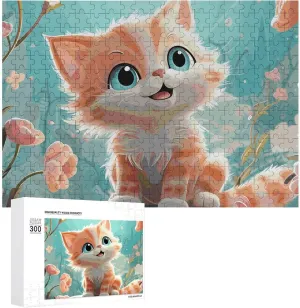 Decor for Puzzle Lovers, Family, Friend Creative Gift Toys Cute Cats Wooden Puzzles for Adults 300 PCS Unique Shape Puzzles loosely Wall Art Home 