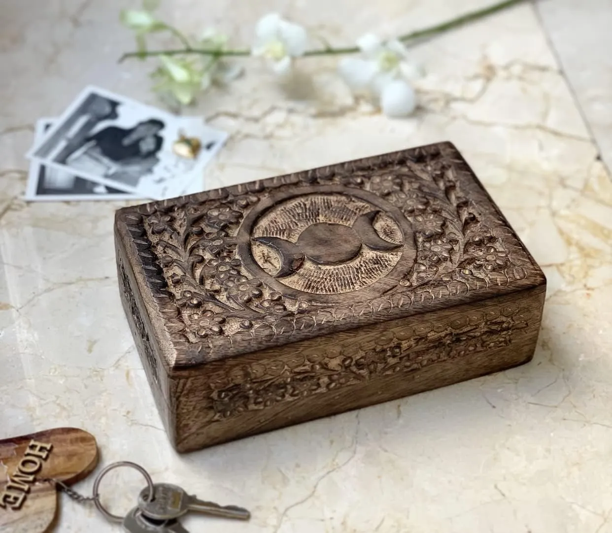 Decorative Wooden Keepsake Jewelry Box Jewelry Organizer Treasure Chest Trinket Holder Watch Storage Box Anniversary Housewarming Gifts Women Great Birthday Gift blackbird trek Ideas Handmade 
