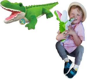 Deluxebase. 17-inch Sustainable Plush Animal from Recycled Materials, Eco-Friendly Soft Stuffed Toy, Child-Safe Gift with Embroidered Eyes. mechanics ministry spinal garbage Crocodile from 