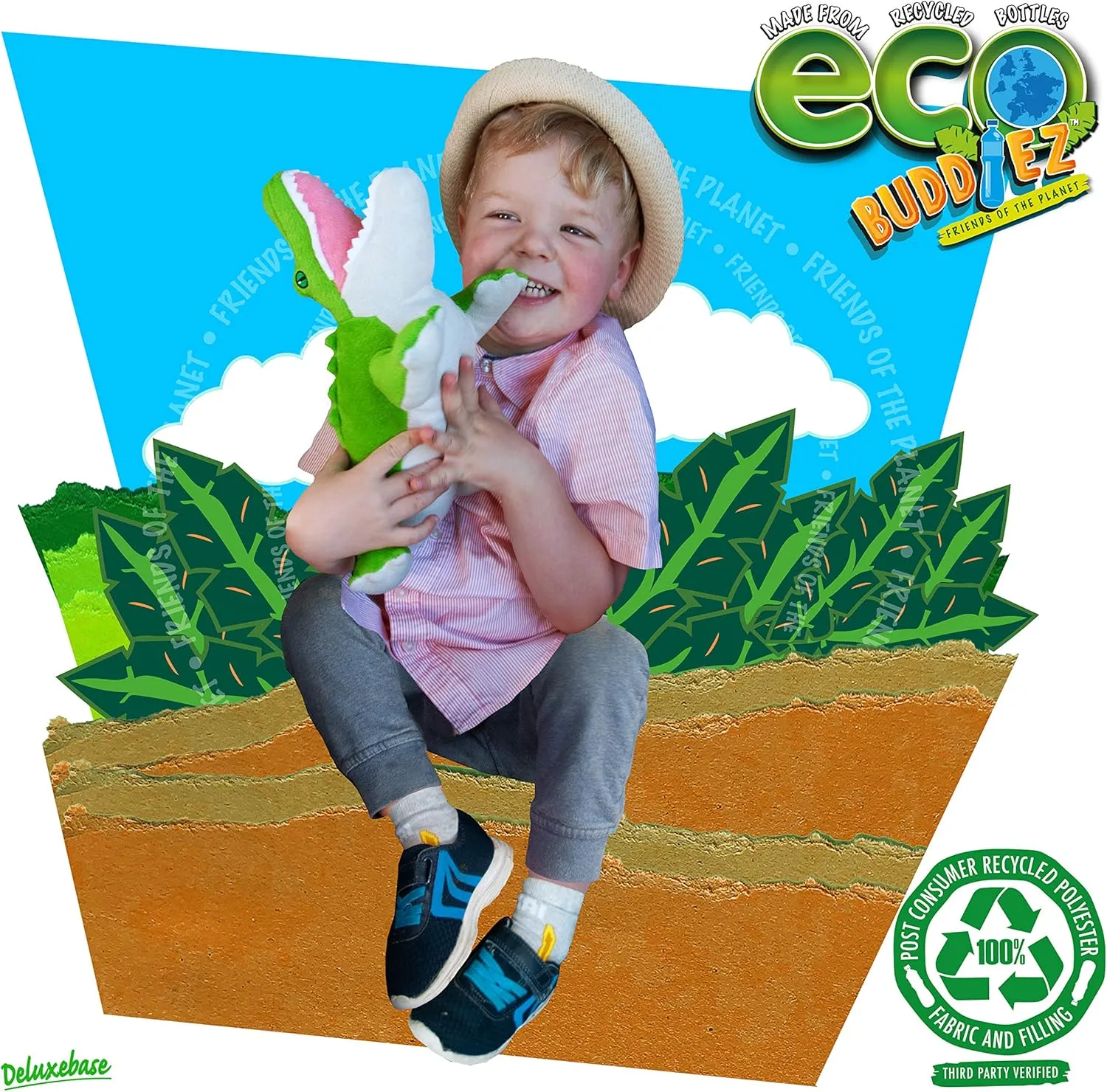 Deluxebase. 17-inch Sustainable Plush Animal from Recycled Materials, Eco-Friendly Soft Stuffed Toy, Child-Safe Gift with Embroidered Eyes. mechanics ministry spinal garbage Crocodile from 