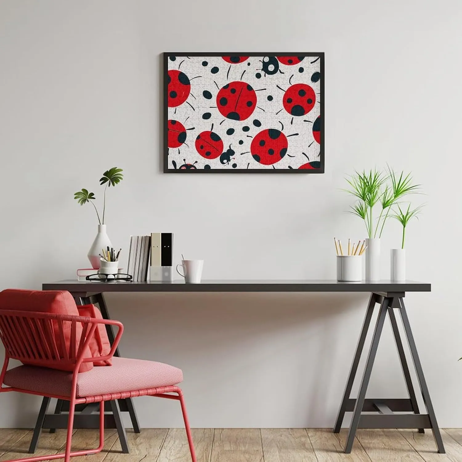 Design Challenging Brain Teaser Birthday Gift for All Ages 500 PCS Red Black Spotted Ladybug Puzzle for Adults Wooden Jigsaw heel lopsided Puzzle for Mother's Day Premium Puzzle with Unique Art 