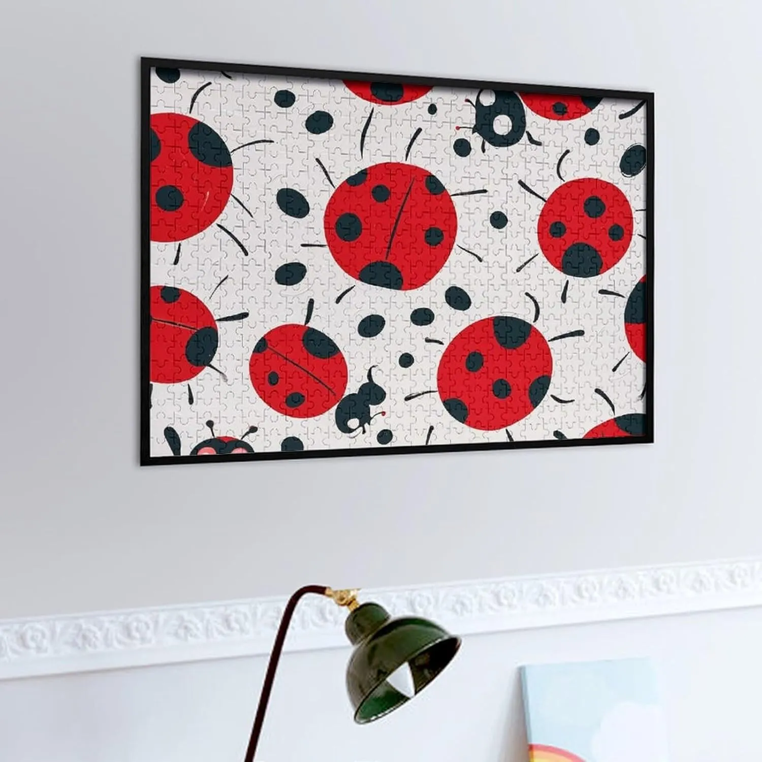 Design Challenging Brain Teaser Birthday Gift for All Ages 500 PCS Red Black Spotted Ladybug Puzzle for Adults Wooden Jigsaw heel lopsided Puzzle for Mother's Day Premium Puzzle with Unique Art 