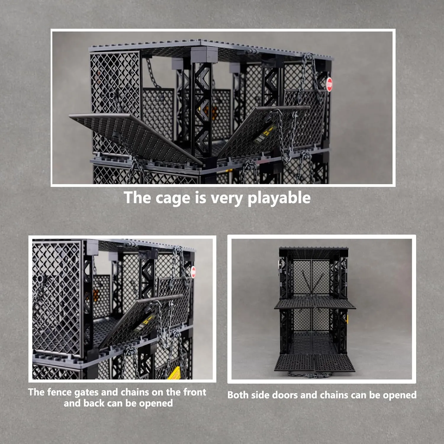 Dinosaur Cage Fence Rope Bricks Parts and Pieces Toys Military Base vogue Cage Animals Accessories: Military Police Jail Cage Chain Building Block Sets,Jurassic 