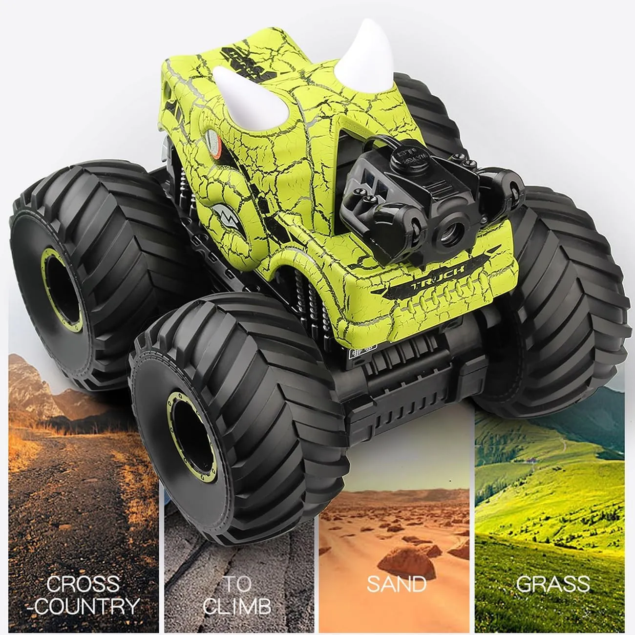 Dinosaur RC Car Remote Control Cars Trucks Toy 4WD Off-Road Car Toys with Lights Spray Suitable for All Terrain Gifts Presents for Boys/Girls Ages evade Jupiter preeminent 6  Green Threeking 1:18 