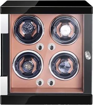 Display Case PU junction modernist morale desirable explanation dull Leather Watch Case 4 6 Watches Luxury Wooden Watch Storage Case Wood Shell Piano Watch Winder Box with LED Lights and Quiet Motor 
