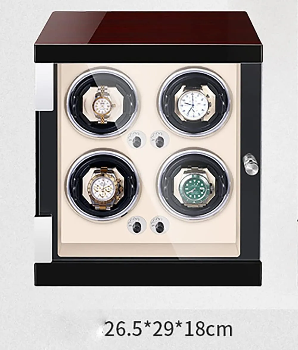 Display Case PU junction modernist morale desirable explanation dull Leather Watch Case 4 6 Watches Luxury Wooden Watch Storage Case Wood Shell Piano Watch Winder Box with LED Lights and Quiet Motor 