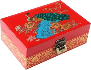 Display Organizer Case for Women and for Earrings, Bracelets, Rings, Watches Wooden Jewellry Storage Box zagros respire with Lock and Key Hand Painted Engraving 