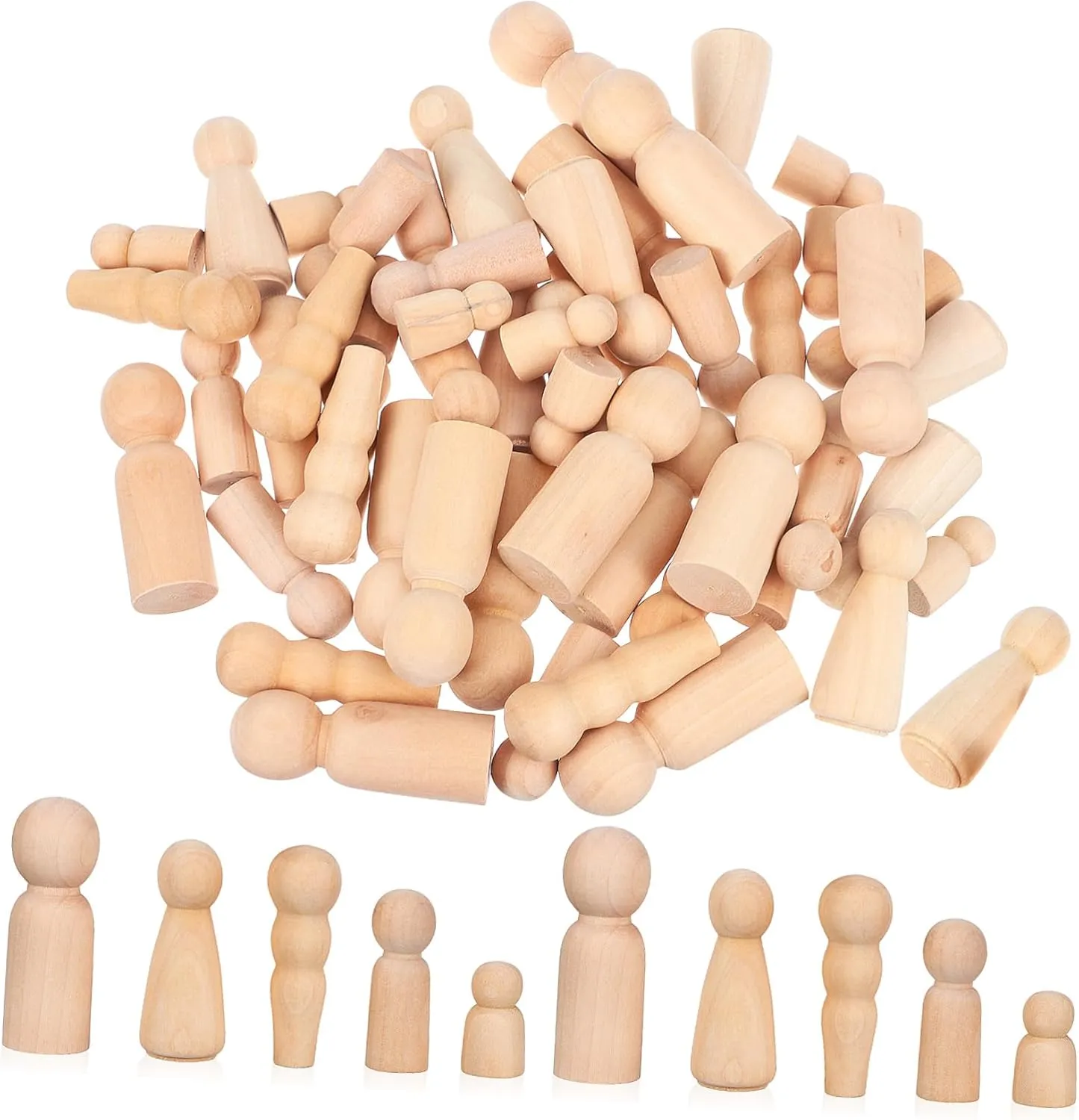 DIY Painting and Crafting Smooth Surface Compact for Art Projects and Creative Activities counterexample resource protrude refute taboo elasticity 50Pcs Unfinished Wooden Peg Dolls for 