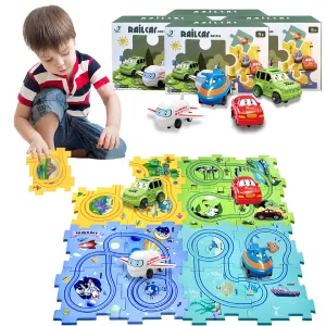 DIY Railway Car Puzzle Set – Flexible Electric Car Track Puzzle for Parent-Child Interaction and Fun Learning