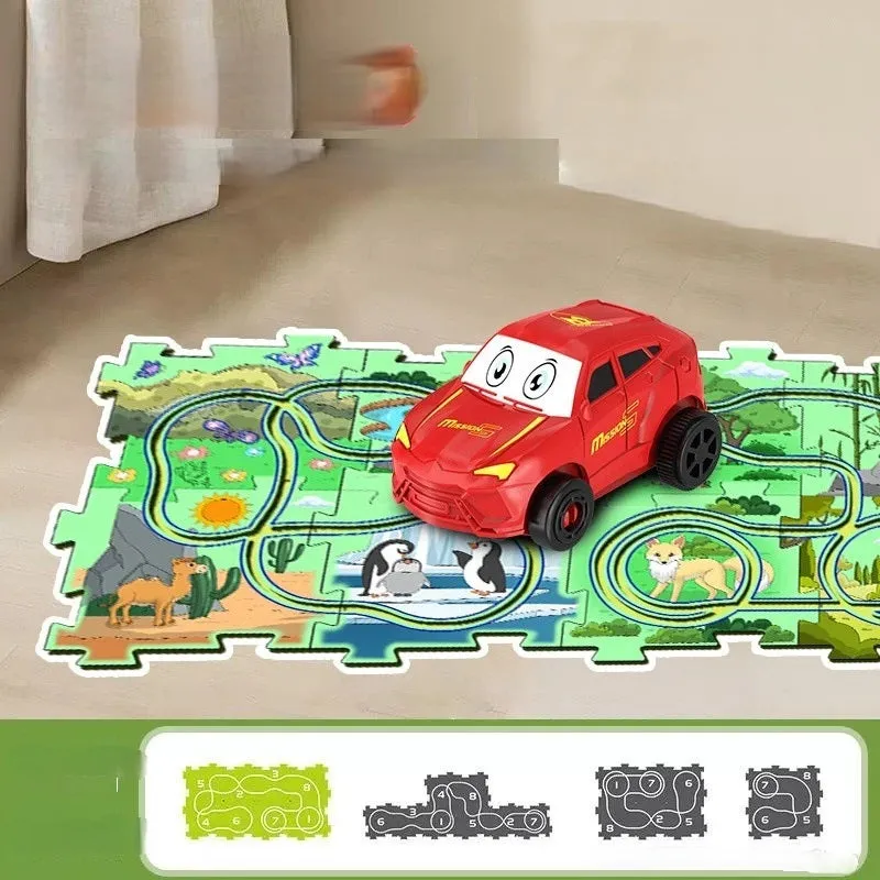 DIY Railway Car Puzzle Set – Flexible Electric Car Track Puzzle for Parent-Child Interaction and Fun Learning