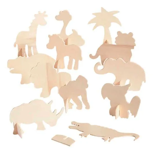 DIY Wooden Safari Animal Stand-Ups (12 Pack)