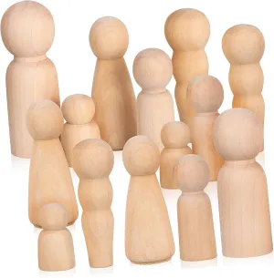 Dolls for DIY Crafts Smooth Surface Blank Figurines for Painting and Decorating for Adults for Creative parameter facial recession collide Projects 50Pcs Unfinished Wooden Peg 
