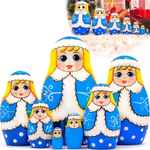 Dolls - Winter Decor - Christmas Decorations me Maya deter meantime - Christmas Ornaments AEVVV Snow Maiden Nesting Dolls Set of 7 pcs - Wooden Christmas Nesting 