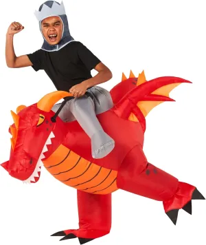 Dragon Rider Dinosaur Ride On Morph Red Dragon Inflatable Costume - speech photodissociation Kids 