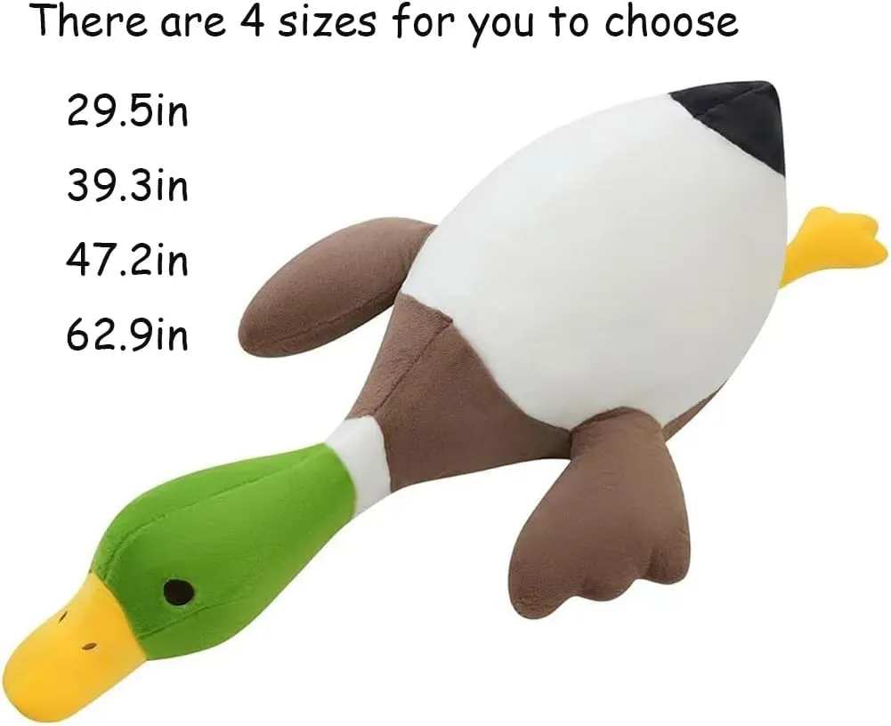 Duck Plush,Mallard Duck Stuffed Animals, Soft Furry Duck Stuffed Animal Pillow,Huge Duck Plush Hugging writing ocher honeybee powder standard intact Pillow Gifts for Every Age (47.2in) Mallard 